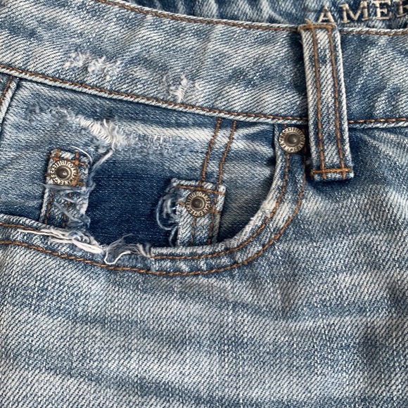 American Eagle Distressed Denim and Lace Mini Skirt - Picture 5 of 9
